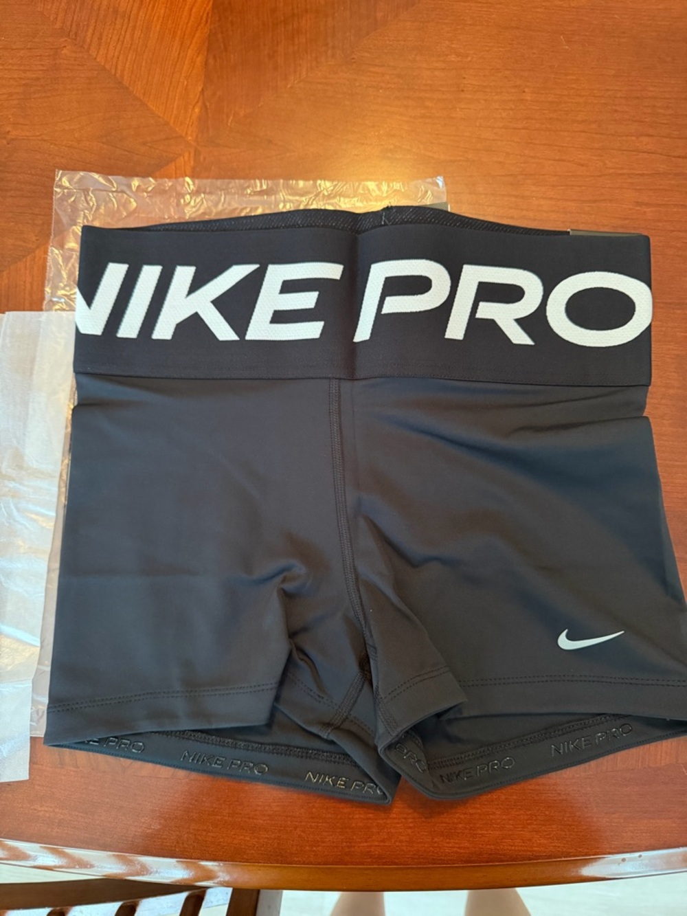 Nike Pro Black Athletic Compression Shorts with White Logo